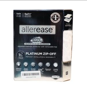 New AllerEase Platinum Zip-Off Top Twin Waterproof Mattress Protector Cover NIB